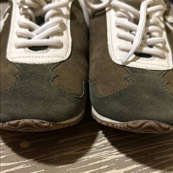 Tory Burch Olive and White Sneakers with Yellow Detail - Picture 3 of 6